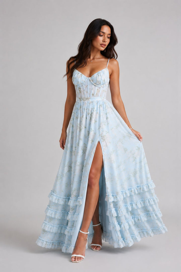 Ruthie | Floral Print Ruffled Maxi Dress