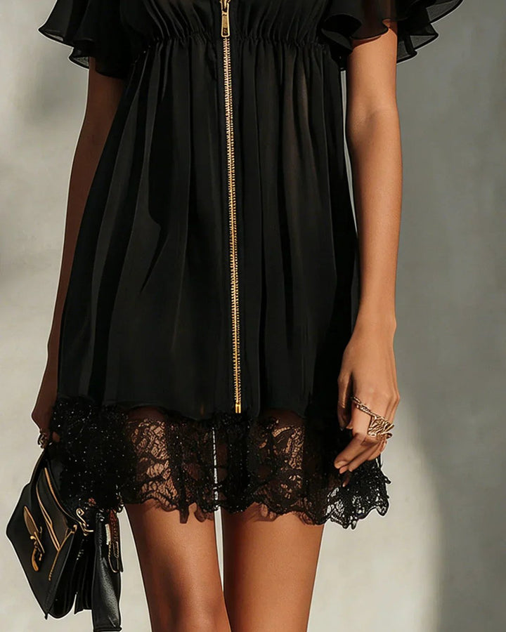Fritzi | Zip-Front Lace Mini Dress