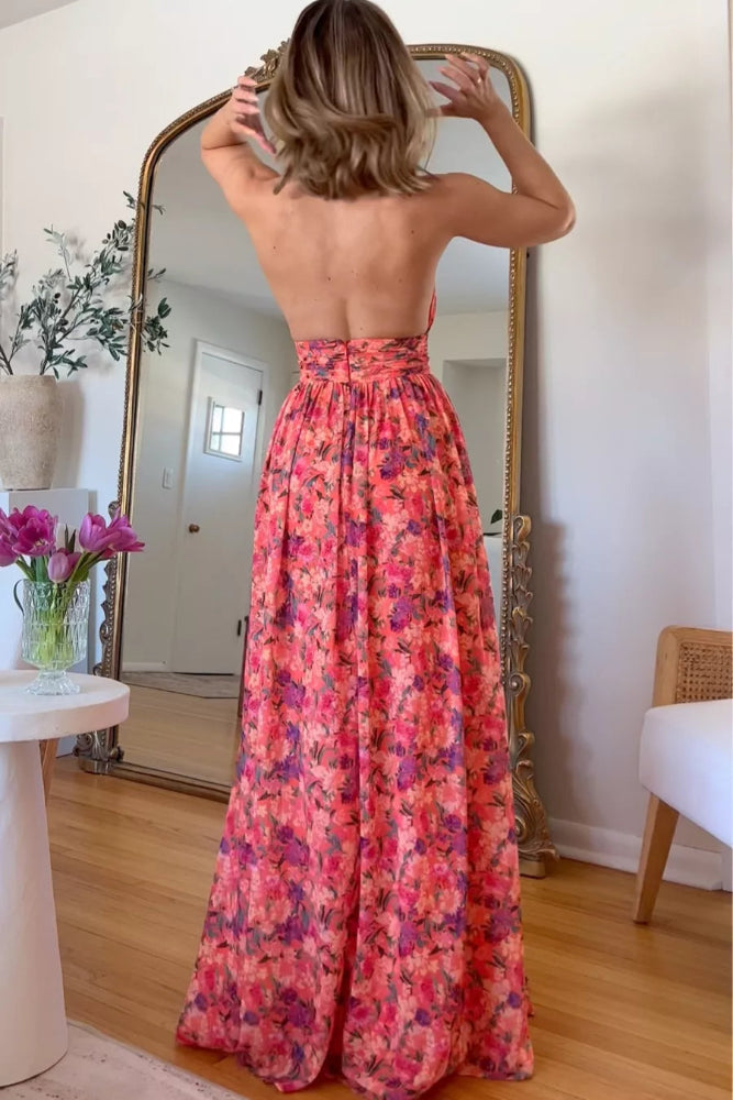 Iesia | Floral Backless Maxi Dress
