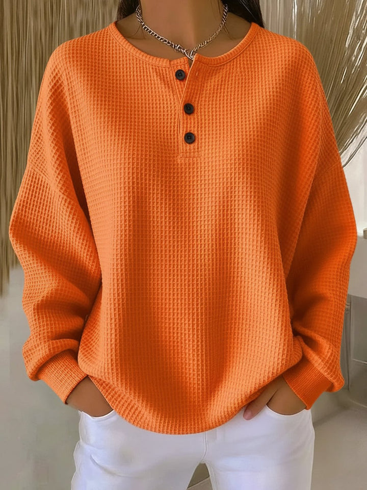 Kellie | Cozy Waffle Henley Sweatshirt