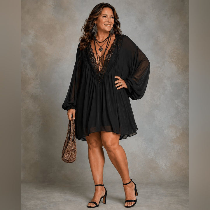 Onorah | Black Chiffon Halter Mini Dress