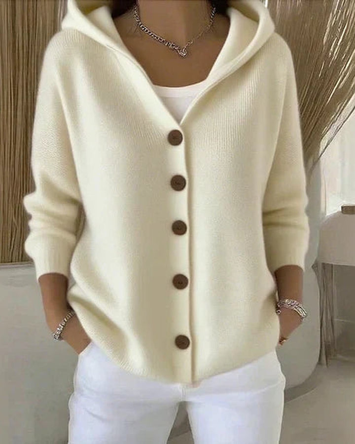 Jaqueline | Hooded Button-Up Knit Cardigan