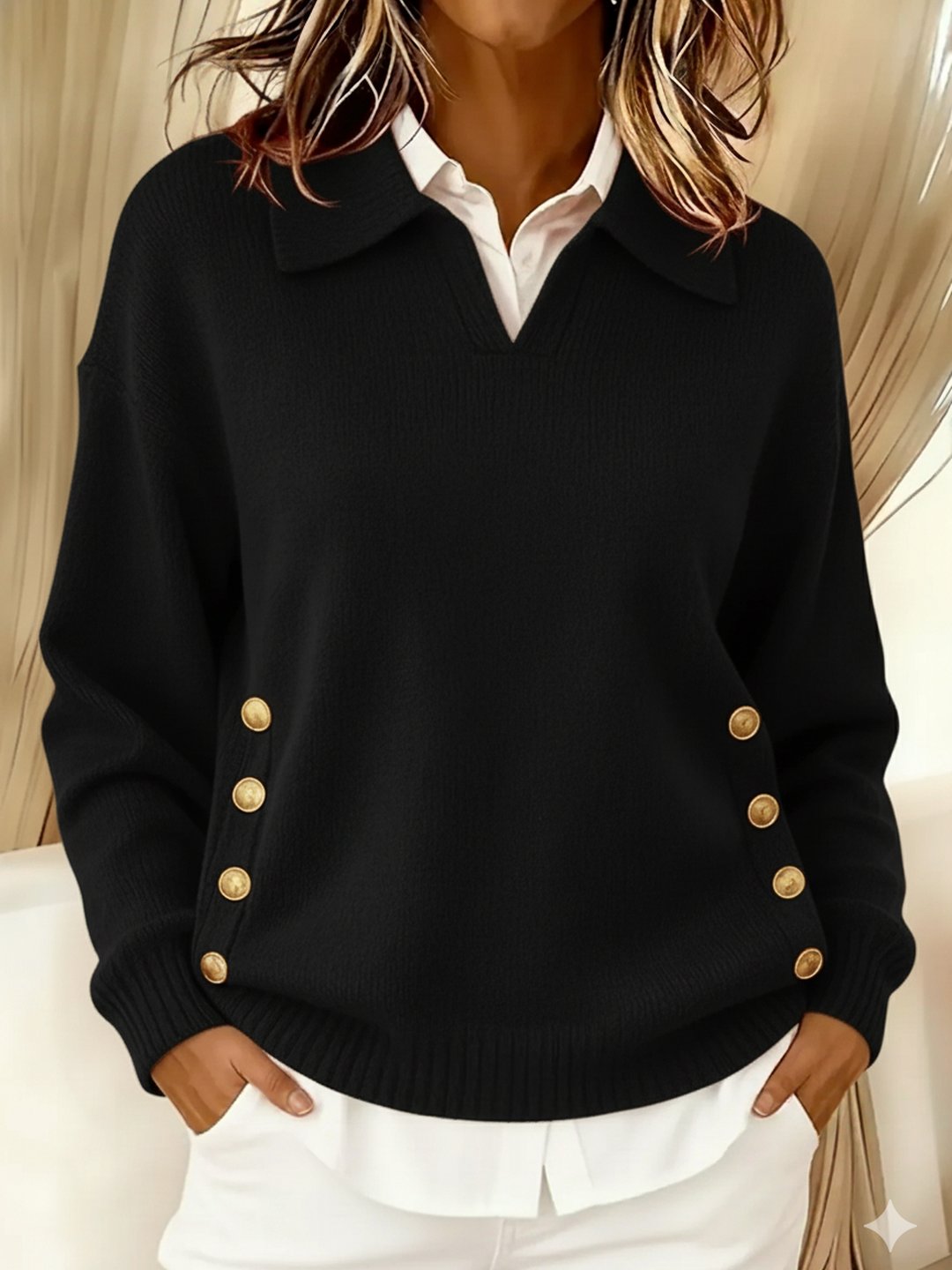 Hecuba | V-Neck Sweater with Collar