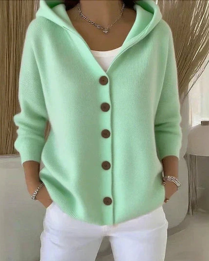 Jaqueline | Hooded Button-Up Knit Cardigan
