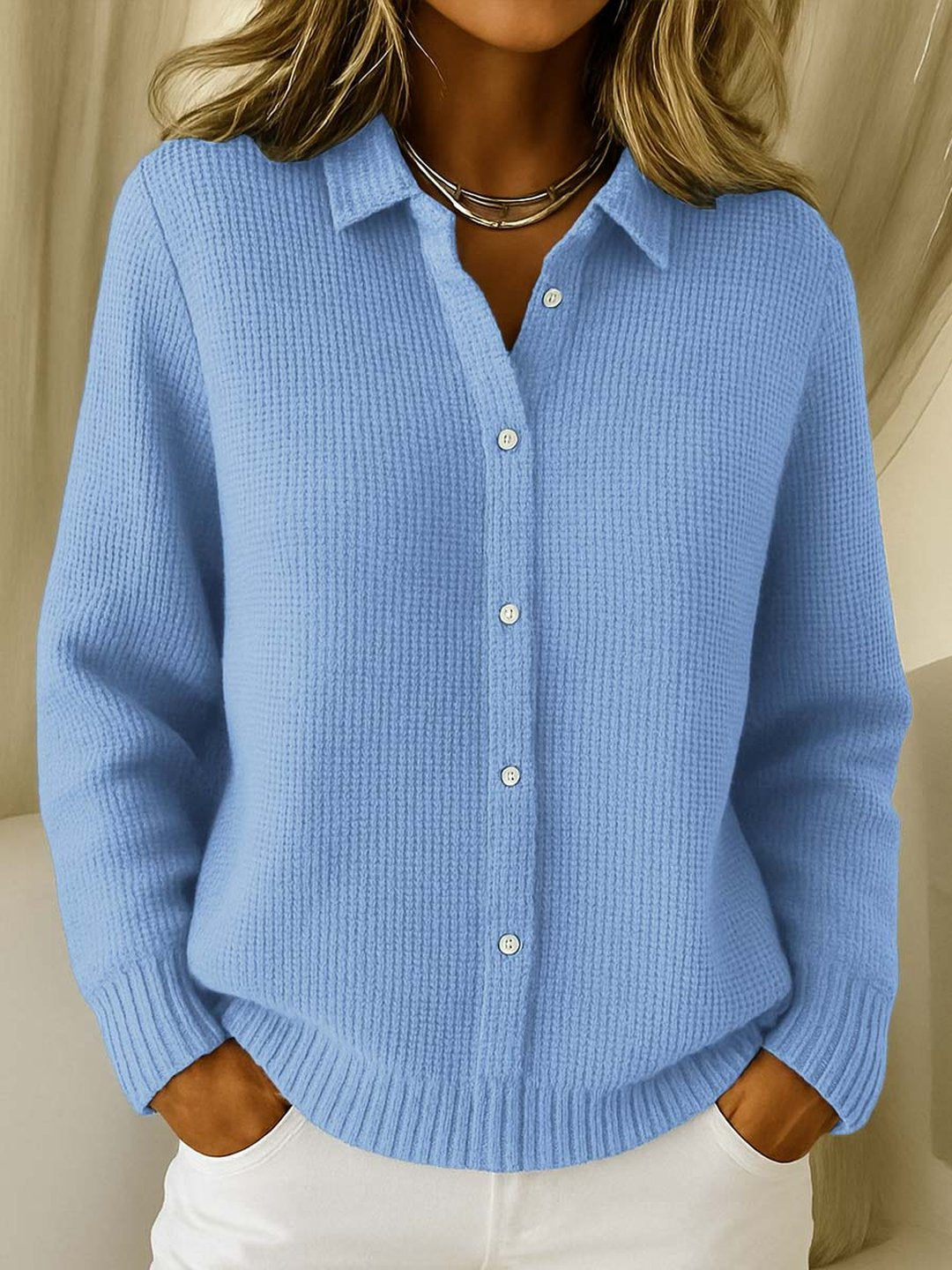 Fergie | Textured Knit Button-Up Cardigan