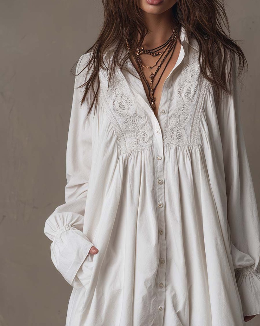 Isbella | Lace Shirt Mini Dress