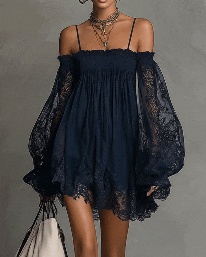 Raffaella | Navy Lace Chiffon Mini Dress