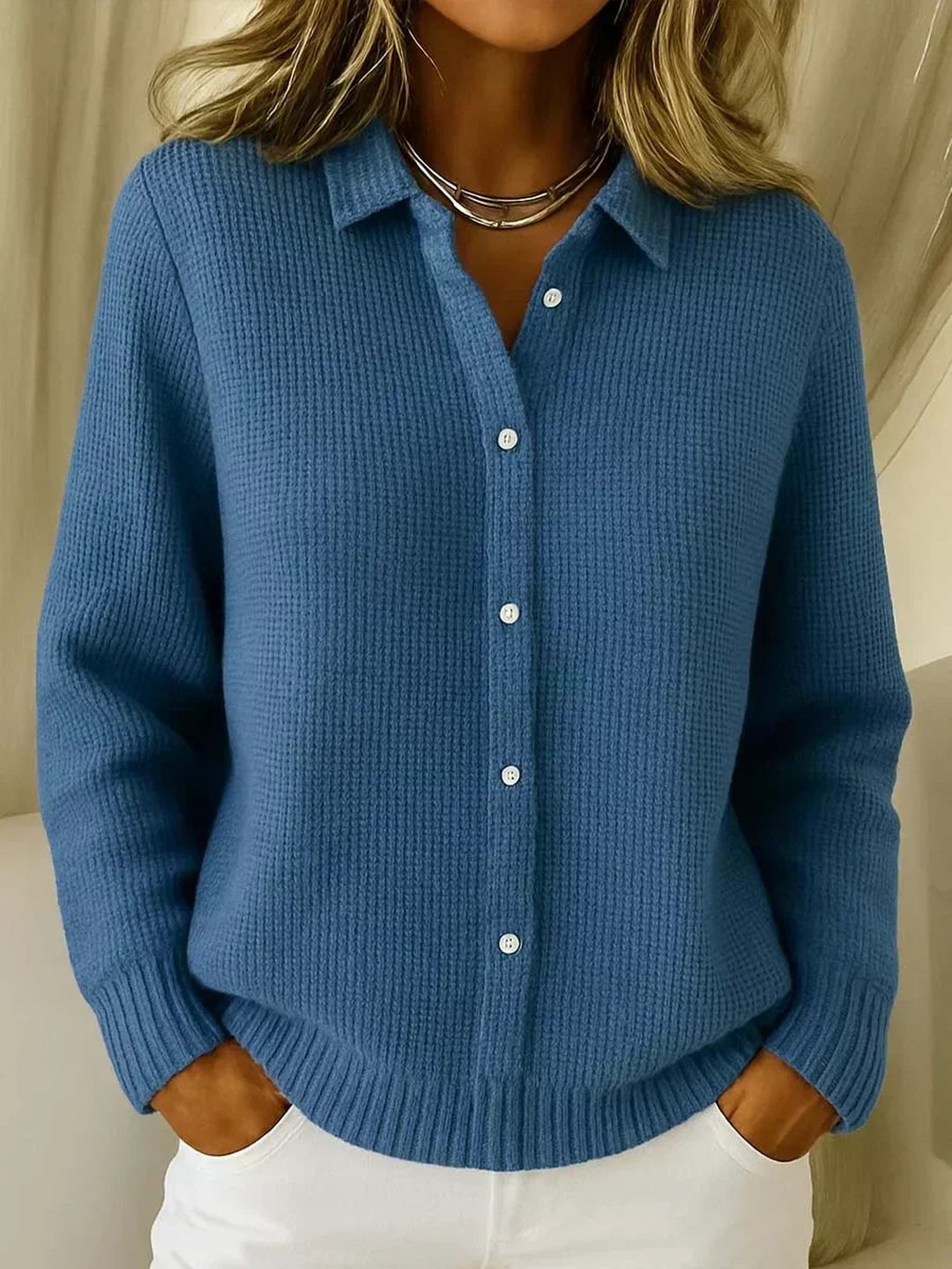 Fergie | Textured Knit Button-Up Cardigan