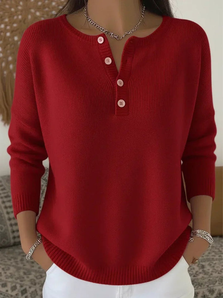 Biddy | Henley Button-Up Knit Sweater