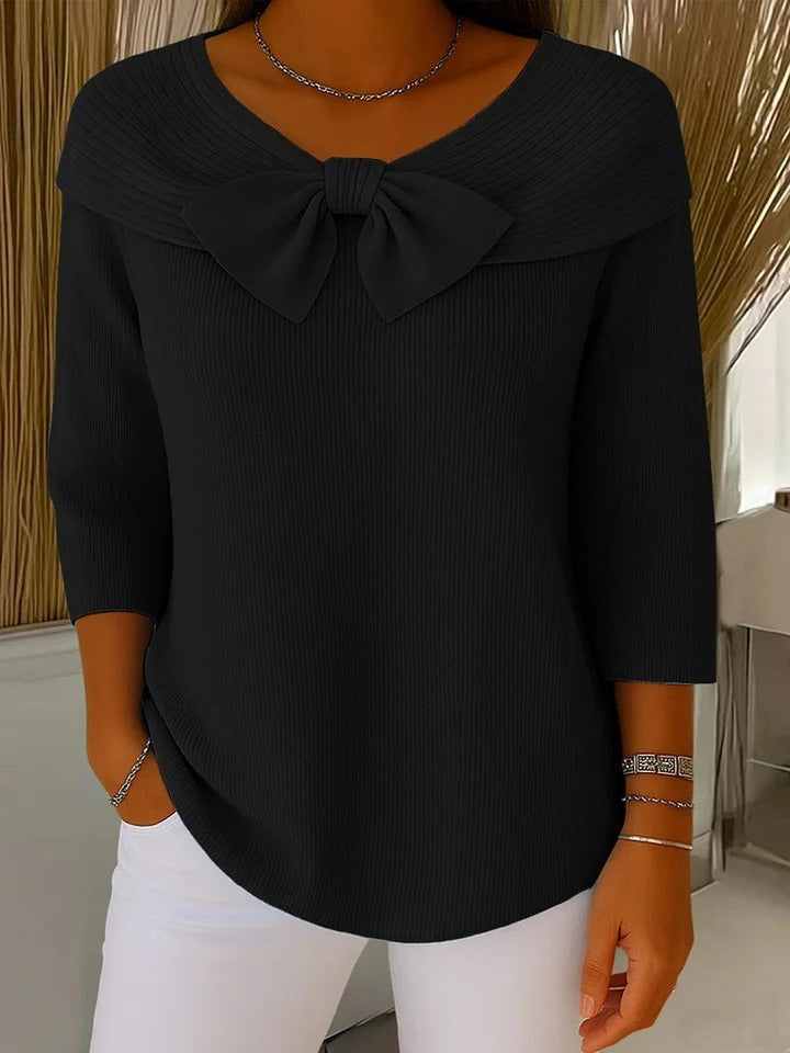 Odharnait | Sweater with Bow and Round Neckline