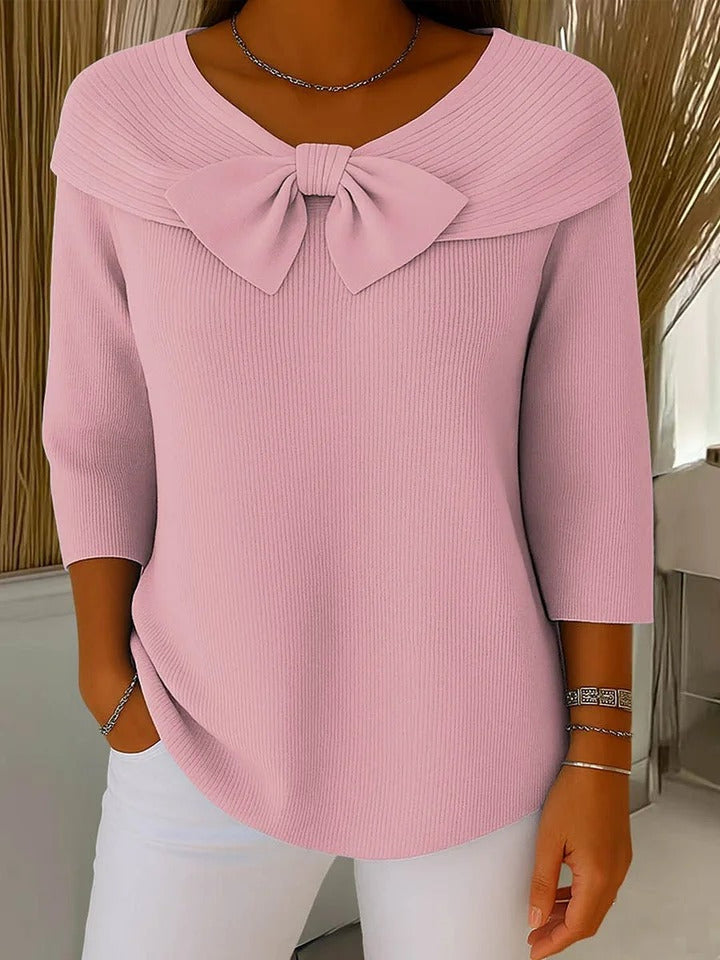 Odharnait | Sweater with Bow and Round Neckline