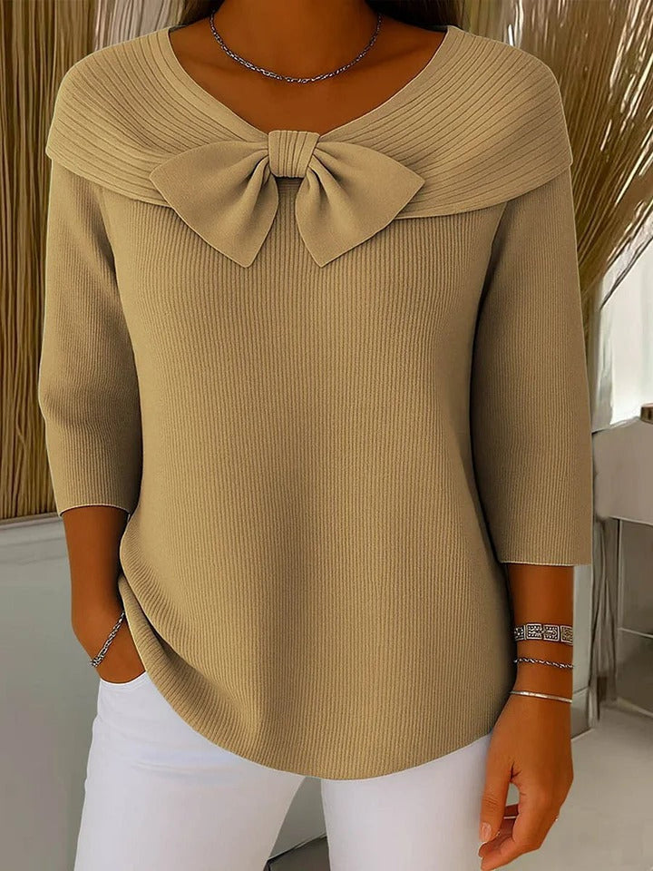Odharnait | Sweater with Bow and Round Neckline