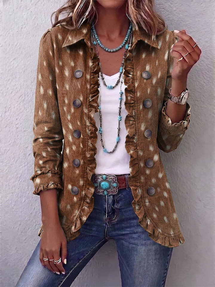 Jessamine | Bohemian Animal-Print Ruffled Jacket