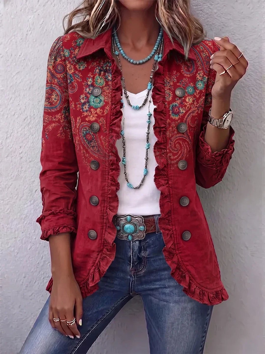 Priya | Bohemian Paisley Ruffle Jacket
