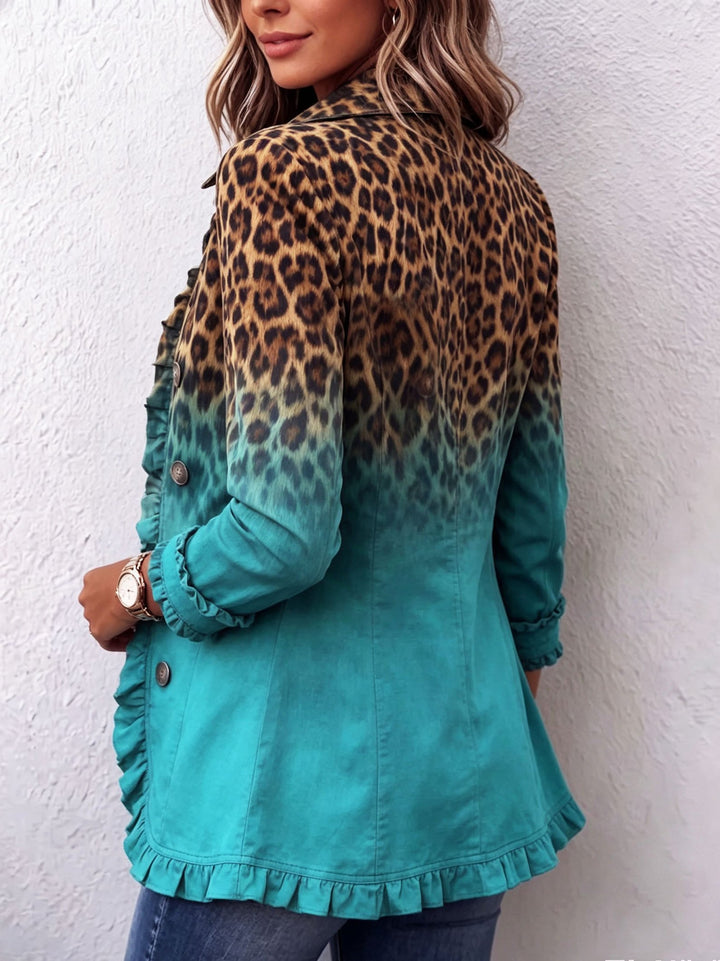 Breda | Leopard Ombre Ruffle Blazer Jacket