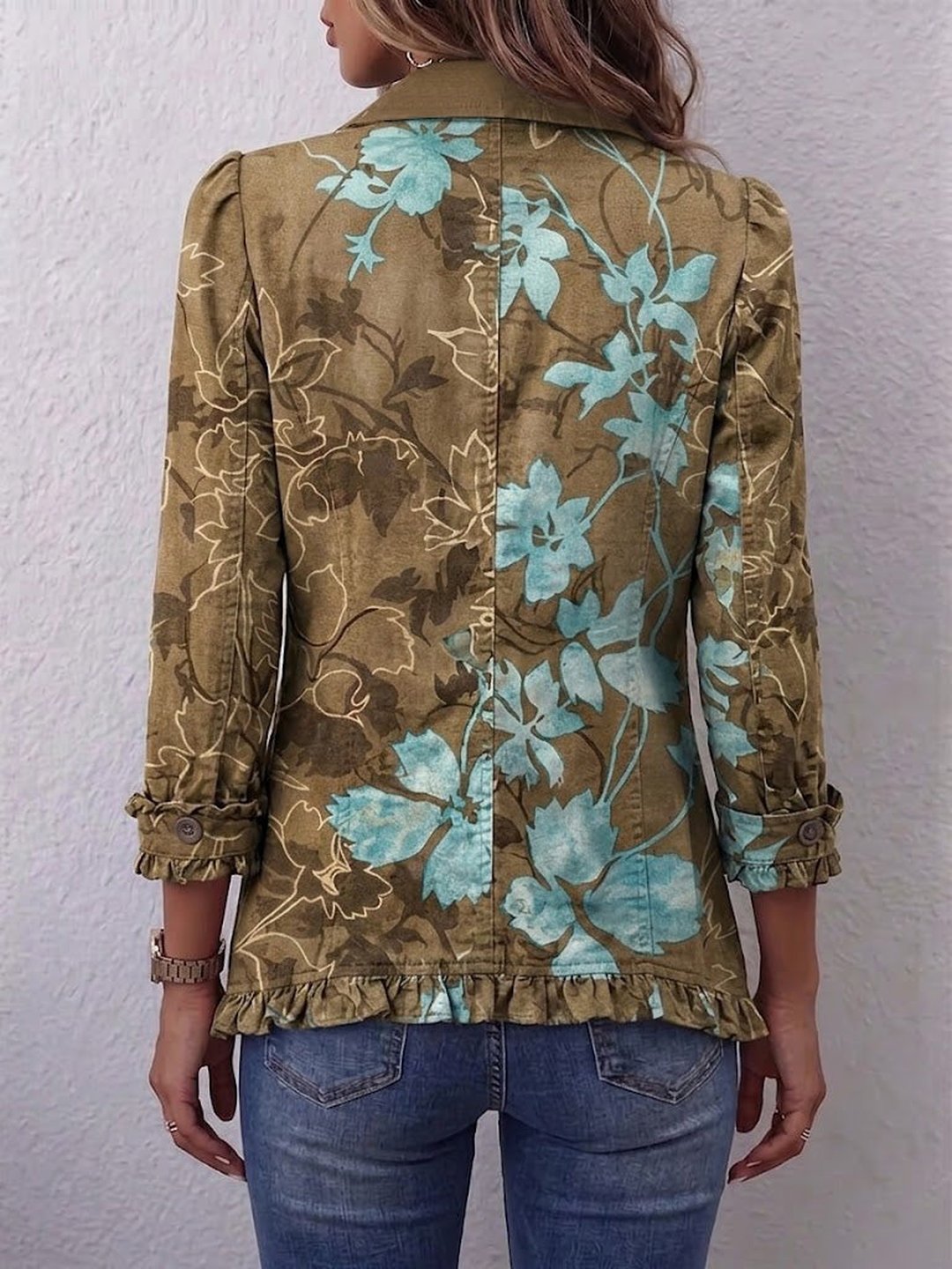 Fianna | Boho Gradient Vintage Floral Ruffle Jacket