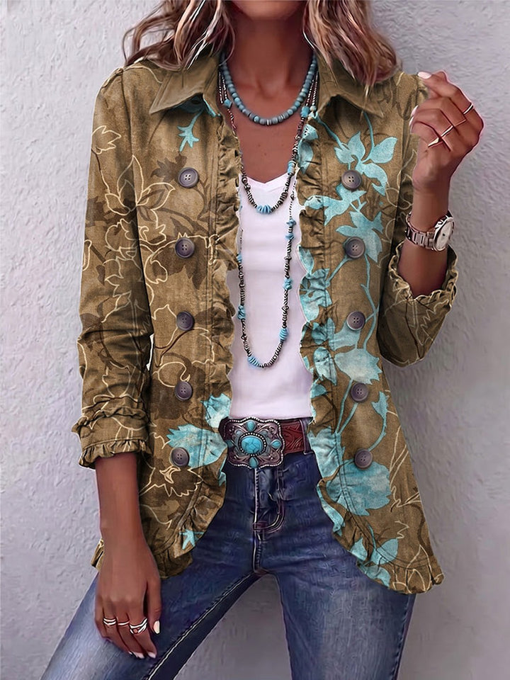 Fianna | Boho Gradient Vintage Floral Ruffle Jacket