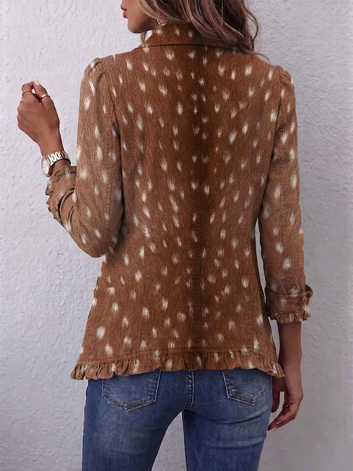 Jessamine | Bohemian Animal-Print Ruffled Jacket