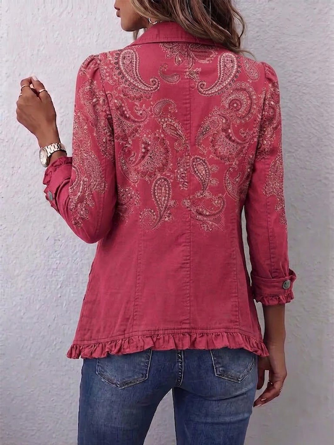 Gretta | Vintage Paisley Print Ruffled Jacket