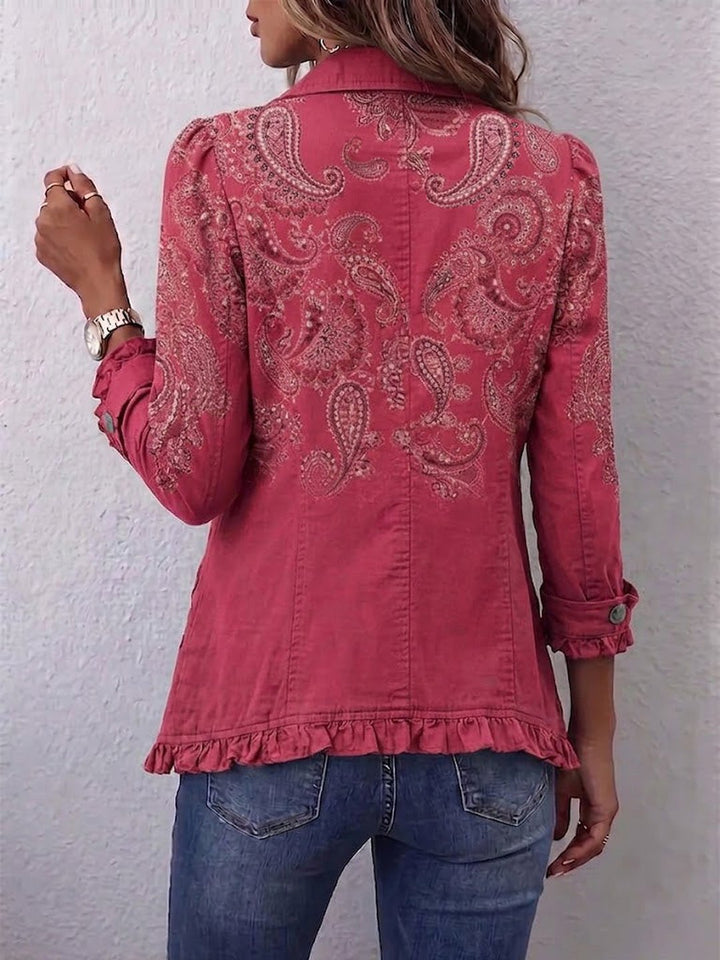 Gretta | Vintage Paisley Print Ruffled Jacket