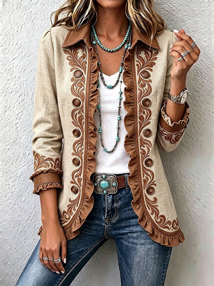 Fidelma | Vintage Bohemian Floral Ruffled Jacket
