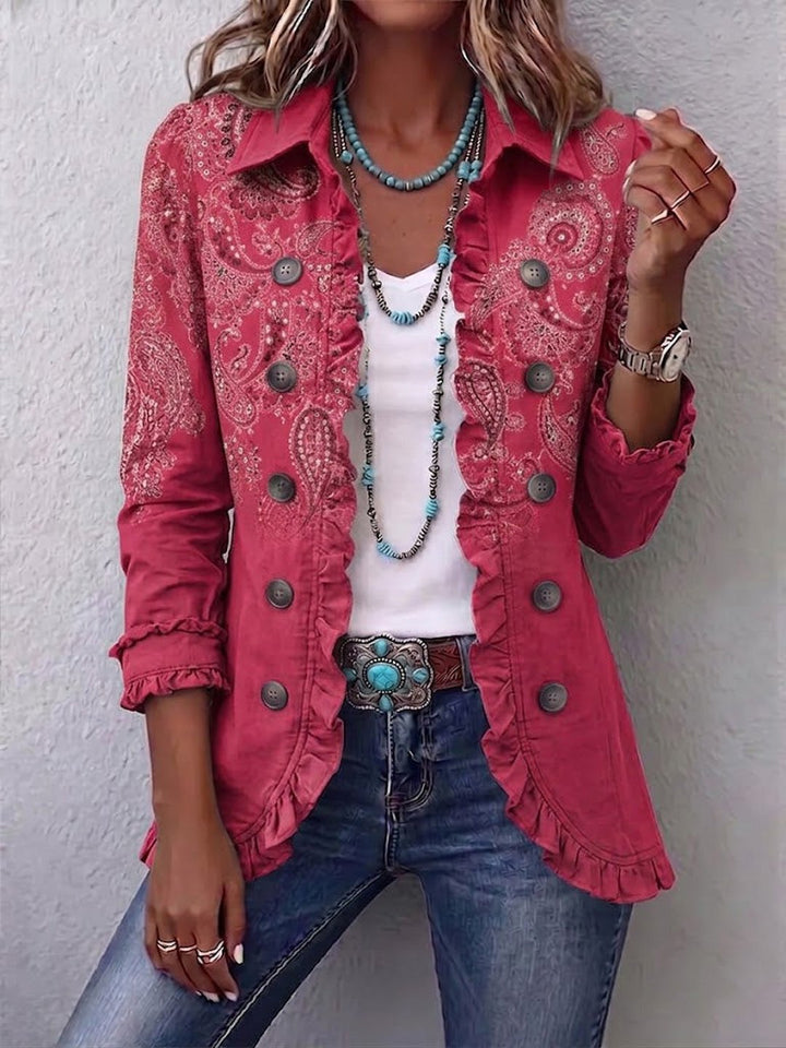 Gretta | Vintage Paisley Print Ruffled Jacket