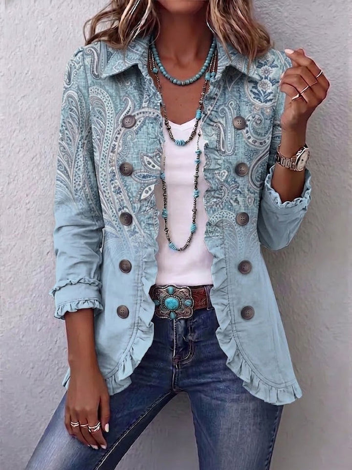 Grainne | Vintage Paisley Print Ruffled Jacket