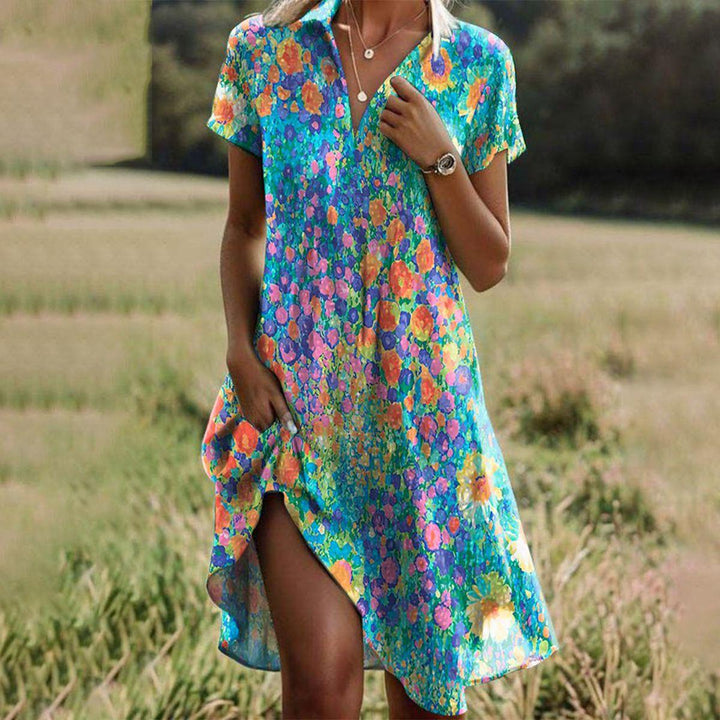 Ola | Vintage Boho V-Neck Dress