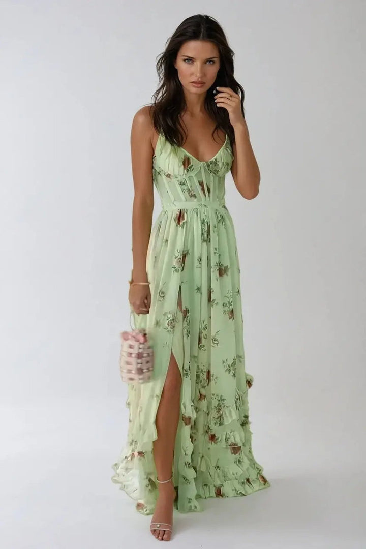 Ruthie | Floral Print Ruffled Maxi Dress